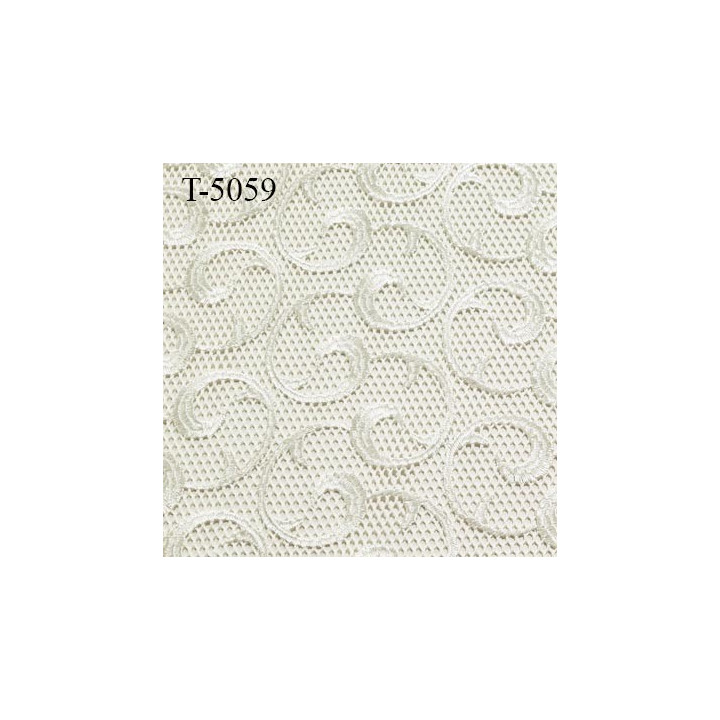 Dentelle brodé sur tulle non extensible ivoire très haut gamme largeur 140 cm prix pour 10 cm de long et 140 cm de largeur