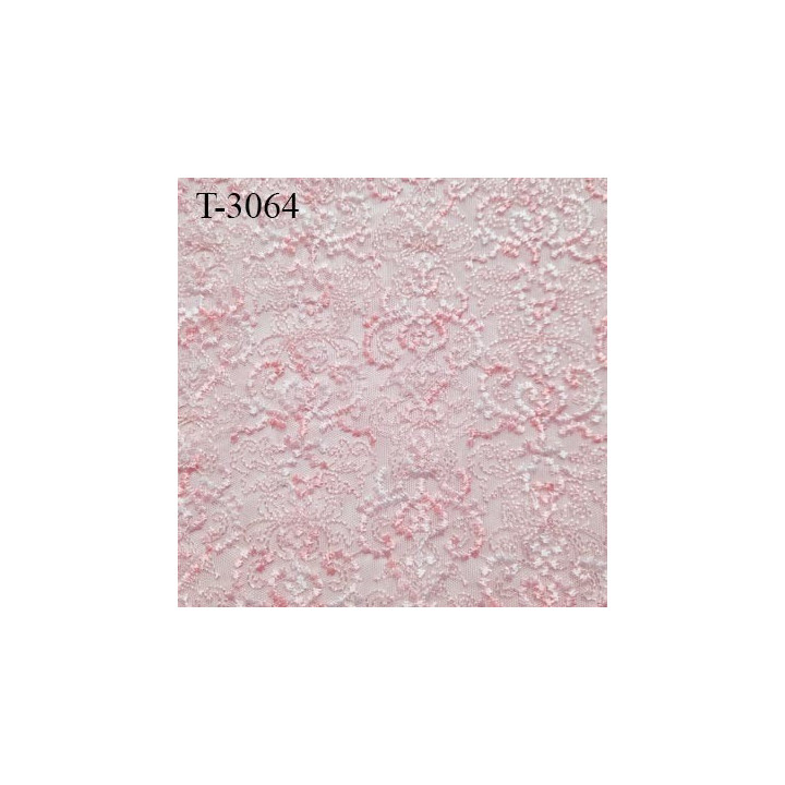Dentelle brodé  sur tulle  couleur rose très haut de gamme largeur 135 cm  prix pour 10 centimètres