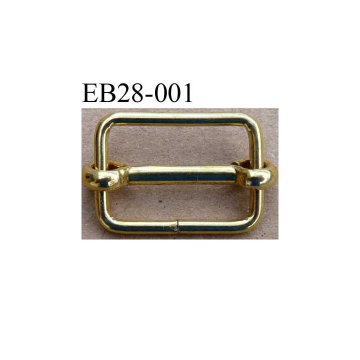Boucle etrier rectangle coulissant métal chromé doré largeur extérieur 2.8 cm largeur intérieur 2.3 cm hauteur 2 cm
