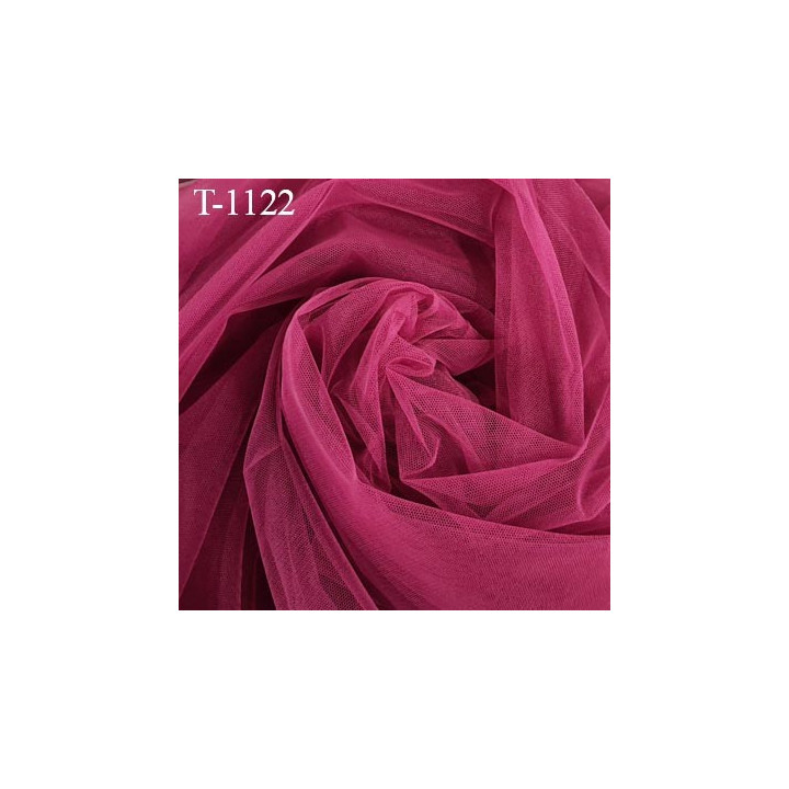 Marquisette tulle spécial lingerie haut de gamme 100% polyamide couleur framboise largeur 140 cm prix pour 10 cm