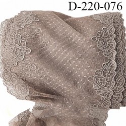 Dentelle 23 cm non extensible très haut de gamme largeur 23 cm couleur marron glacé prix au mètre