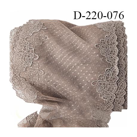 Dentelle 23 cm non extensible très haut de gamme largeur 23 cm couleur marron glacé prix au mètre
