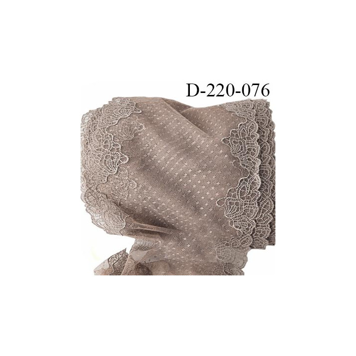 Dentelle 23 cm non extensible très haut de gamme largeur 23 cm couleur marron glacé prix au mètre