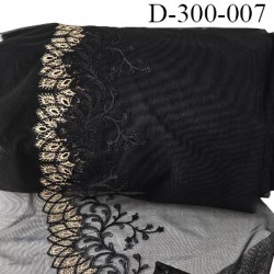 Dentelle broderie 32 cm très haut de gamme sur tulle extensible magnifique largeur 32 cm couleur noir et or prix pour un mètre