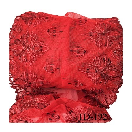 Dentelle 22 cm extensible très haut de gamme largeur 22 cm couleur rouge noir et or trop belle prix au mètre