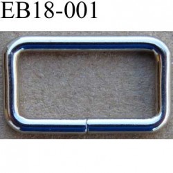 Boucle étrier rectangle en métal chromé largeur extérieur 1.8 cm largeur intérieur 1.5 cm hauteur 1 cm épaisseur 2 mm