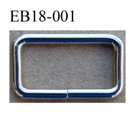 Boucle étrier rectangle en métal chromé largeur extérieur 1.8 cm largeur intérieur 1.5 cm hauteur 1 cm épaisseur 2 mm