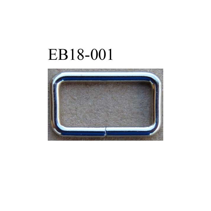 Boucle étrier rectangle en métal chromé  largeur extérieur 1.8 cm largeur intérieur 1.5 cm hauteur 1 cm épaisseur 2 mm