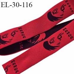 Elastique Manga 30 mm aspect velours spécial lingerie, sport très beau couleur rouge et noir très doux prix au mètre