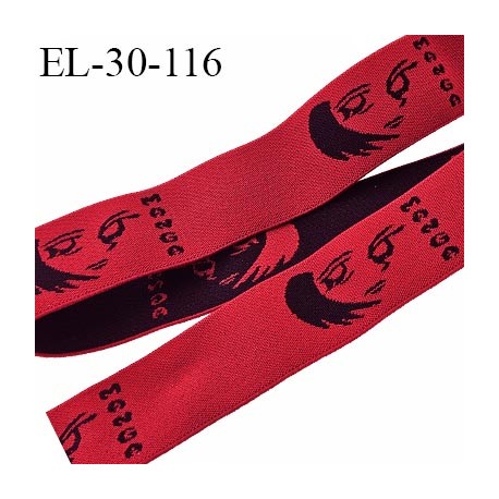Elastique Manga 30 mm aspect velours spécial lingerie, sport très beau couleur rouge et noir très doux prix au mètre
