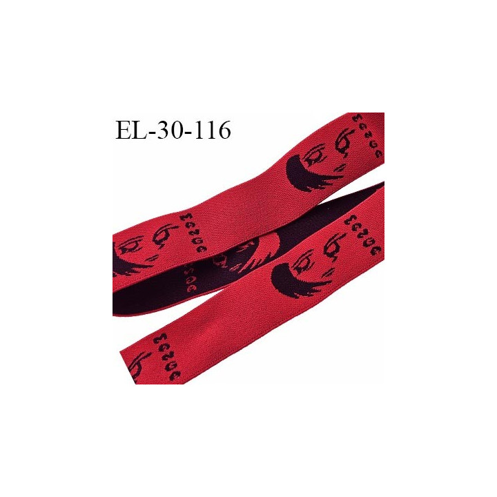 Elastique Manga 30 mm aspect velours spécial lingerie, sport très beau couleur rouge et noir très doux prix au mètre