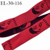 Elastique Manga 30 mm aspect velours spécial lingerie, sport très beau couleur rouge et noir très doux prix au mètre