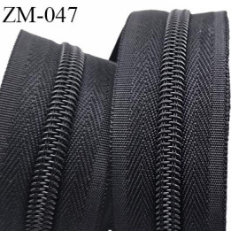 Fermeture au mètre couleur noir curseur non inclus au mètre largeur 27 mm  glissière 6 mm prix au mètre