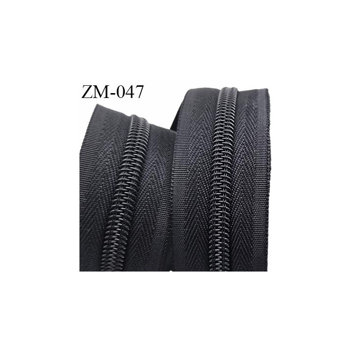 Fermeture au mètre couleur noir curseur non inclus au mètre largeur 27 mm  glissière 6 mm prix au mètre