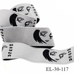 Elastique Manga 30 mm aspect velours spécial lingerie, sport très beau couleur gris clair et noir très doux prix au mètre