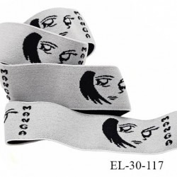 Elastique Manga 30 mm aspect velours spécial lingerie, sport très beau couleur gris clair et noir très doux prix au mètre