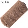 Bobine de 500 mètres fil élastique fronceur ou à smock gomme lycra polyamide souple marron clair diamètre 0.3 mm