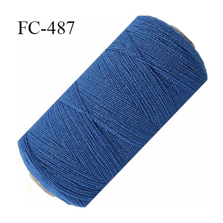 Bobine de 500 mètres fil élastique fronceur ou à smock gomme lycra polyamide souple bleu sur fond blanc diamètre 0.3 mm