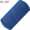 Bobine de 500 mètres fil élastique fronceur ou à smock gomme lycra polyamide souple bleu sur fond blanc diamètre 0.3 mm