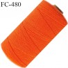 Bobine de 500 mètres fil élastique fronceur ou à smock gomme lycra polyamide souple orange diamètre 0.3 mm