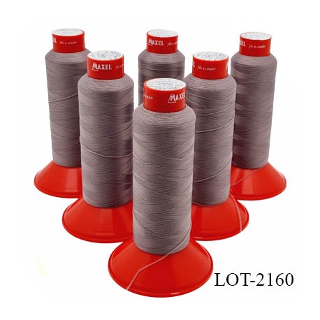 Le lot de 6 Cones de 2500 m fil mousse polyamide n° 120 couleur taupe bobiné en France
