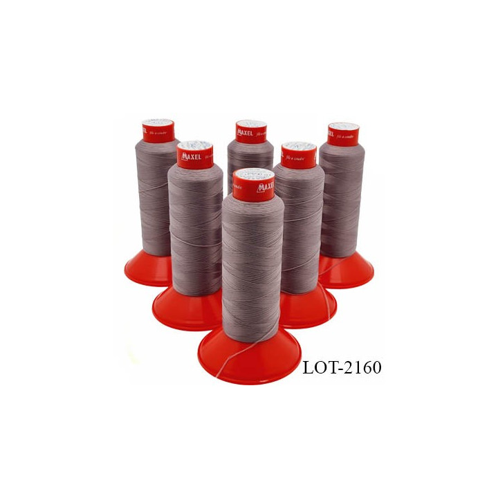 Le lot de 6 Cones de 2500 m fil mousse polyamide n° 120 couleur taupe bobiné en France
