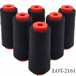 Le lot de 6 Cones de 2000 m fil mousse polyamide n° 120 couleur noir bobiné en France