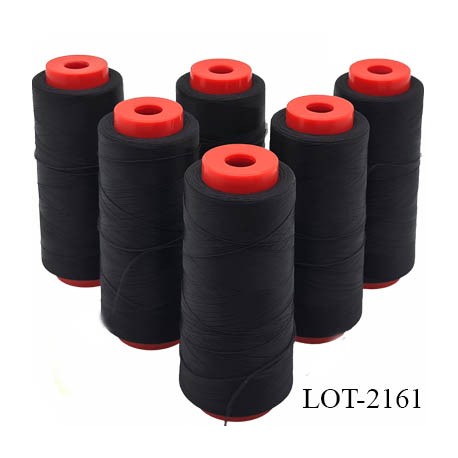 Le lot de 6 Cones de 2000 m fil mousse polyamide n° 120 couleur noir bobiné en France