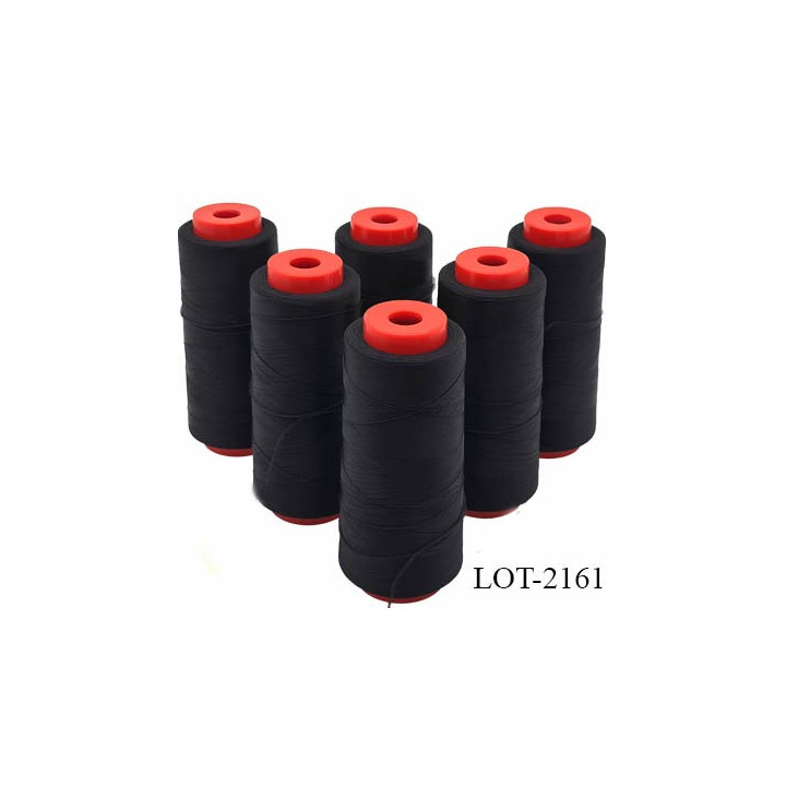 Le lot de 6 Cones de 2000 m fil mousse polyamide n° 120 couleur noir bobiné en France