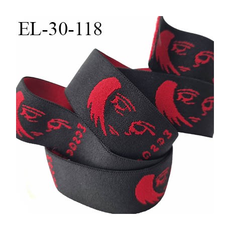 Elastique Manga 30 mm aspect velours spécial lingerie, sport très beau couleur noir et rouge très doux prix au mètre