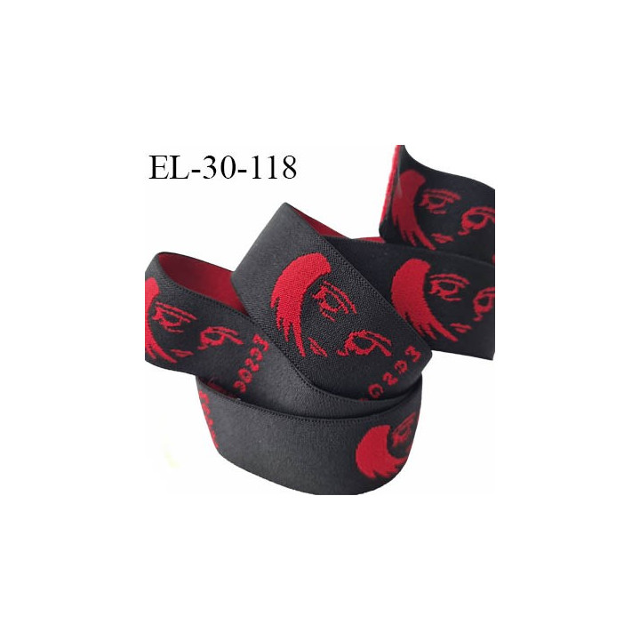 Elastique Manga 30 mm aspect velours spécial lingerie, sport très beau couleur noir et rouge très doux prix au mètre