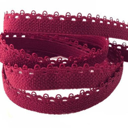 lot de 10 mètres d'élastique picot 13 mm  bande de 10 mm + 3 mm de picot lingerie groseille allongement + 80 % bonne élasticité