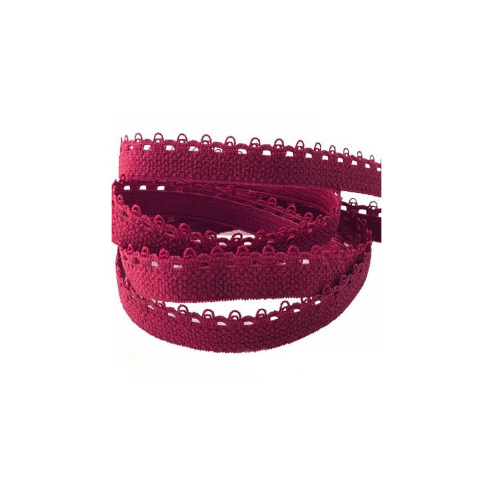 lot de 10 mètres d'élastique picot 13 mm  bande de 10 mm + 3 mm de picot lingerie groseille allongement + 80 % bonne élasticité