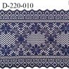 Dentelle 22 cm lycra brodée très haut de gamme largeur 22 centimètres couleur bleu nuit très belle prix au mètre