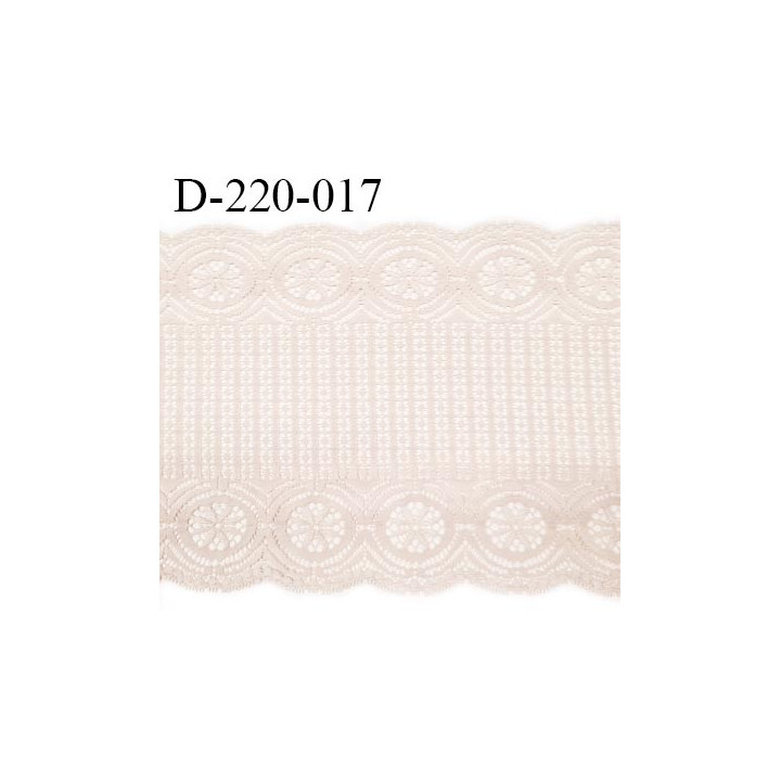 Dentelle 22 cm lycra extensible très haut de gamme largeur 22 cm couleur gris rosé fabriqué en France prix au mètre