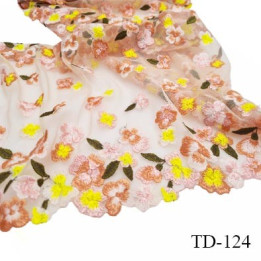 Tissu dentelle brodée 23 cm extensible haut de gamme largeur 24 cm prix pour 1 mètre de longueur