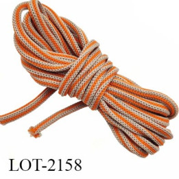 Le lot de 10 m  de Cordon rond 4 mm ou lacet synthétique très solide couleur beige et orange bobiné en France