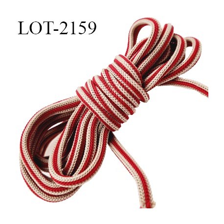 Déstockage bobine de 50 m de Cordon 4 mm synthétique très solide couleur beige et rouge bobiné en France