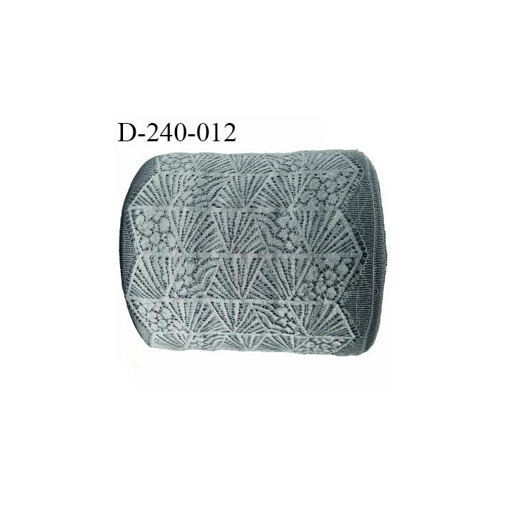 Dentelle 22 cm lycra brodée extensible très haut de gamme couleur gris blush fabriqué en France bandes jacquard prix au mètre