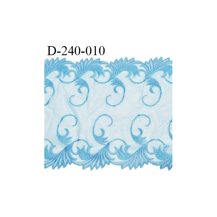 Dentelle broderie 24 cm très haut de gamme extensible largeur 24 cm couleur bleu très belle prix pour un mètre