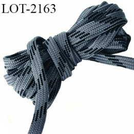 Déstockage bobine de 50 m  de Cordon plat  largeur 8.5 mm synthétique très solide couleur gris et noir bobiné en France