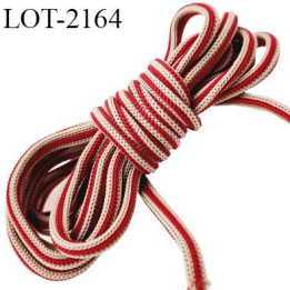 Déstockage bobine de 50 m  de Cordon  4 mm  synthétique très solide couleur beige et rouge bobiné en France