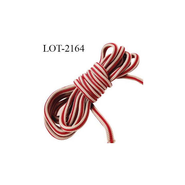 Déstockage bobine de 50 m  de Cordon  4 mm  synthétique très solide couleur beige et rouge bobiné en France