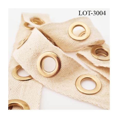 Le lot de 11 mètres de longueur galon coton largeur 3.3 centimètres avec oeillets diamètre 21.5 mm extérieur