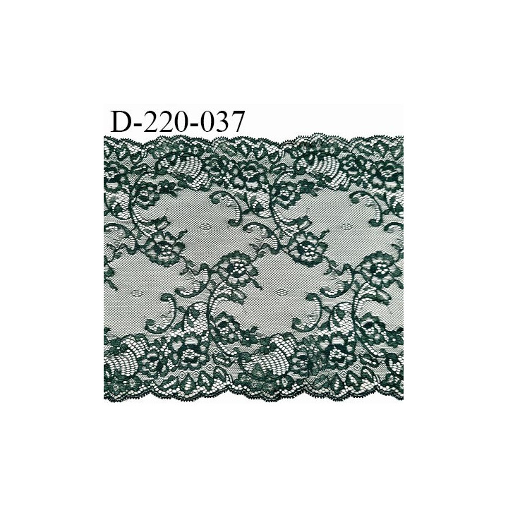 Dentelle 21 cm lycra brodée très haut de gamme largeur 21 centimètres couleur vert très belle prix au mètre