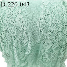 Dentelle 22 cm lycra brodée très haut de gamme largeur 22 centimètres couleur vert d'eau très belle prix au mètre