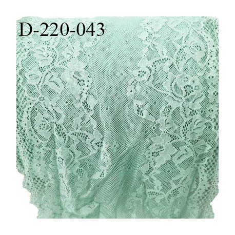 Dentelle 22 cm lycra brodée très haut de gamme largeur 22 centimètres couleur vert d'eau très belle prix au mètre