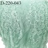 Dentelle 22 cm lycra brodée très haut de gamme largeur 22 centimètres couleur vert d'eau très belle prix au mètre
