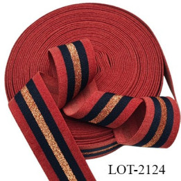 élastique 35 mm spécial lingerie, sport  caleçon ou bord côte fabriqué en France rouille bleu marine lurex cuivre prix au mètre