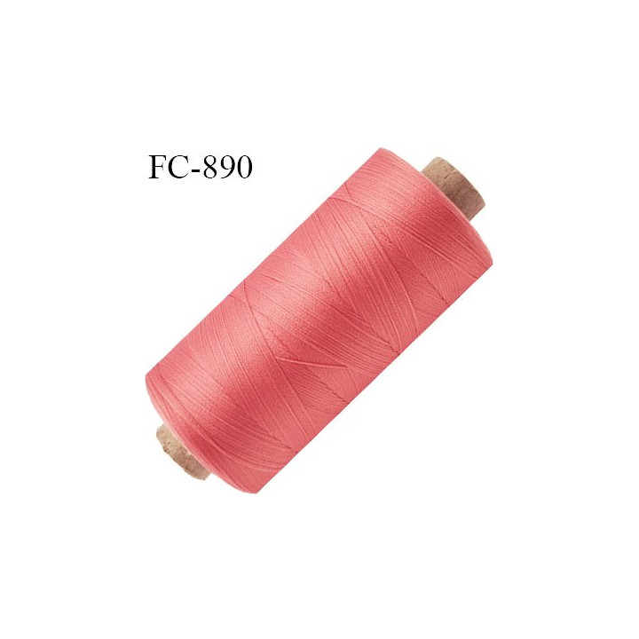 Bobine de 1000 m fil mousse polyamide n° 120 couleur rose coraillé longueur de 1000 mètres bobiné en France
